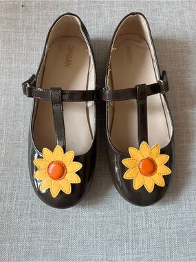 Gymboree Brown faux Patent Mary Jane ballet flats, girls 3, casual dressy school